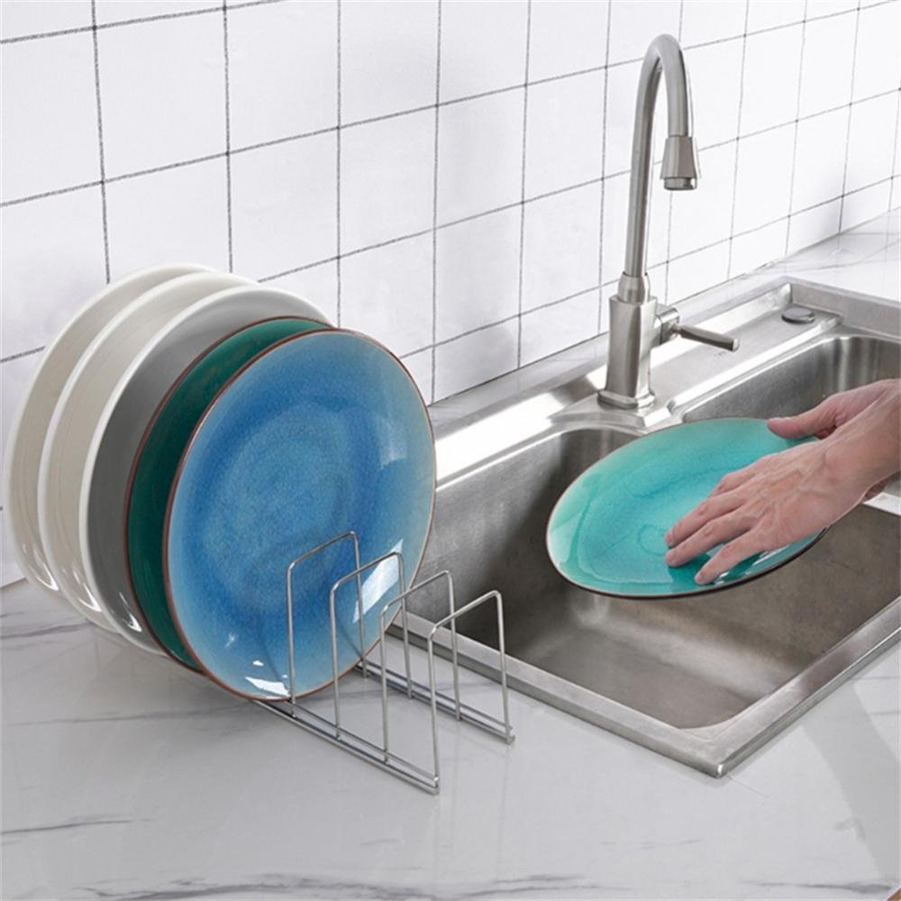 2pc-Kitchen-Organizer-Stainless-Steel-Dish-Bowl-Rack-Drying-Shelf-Utensil-Cutlery-Drainer-8-Slots-Storage-2