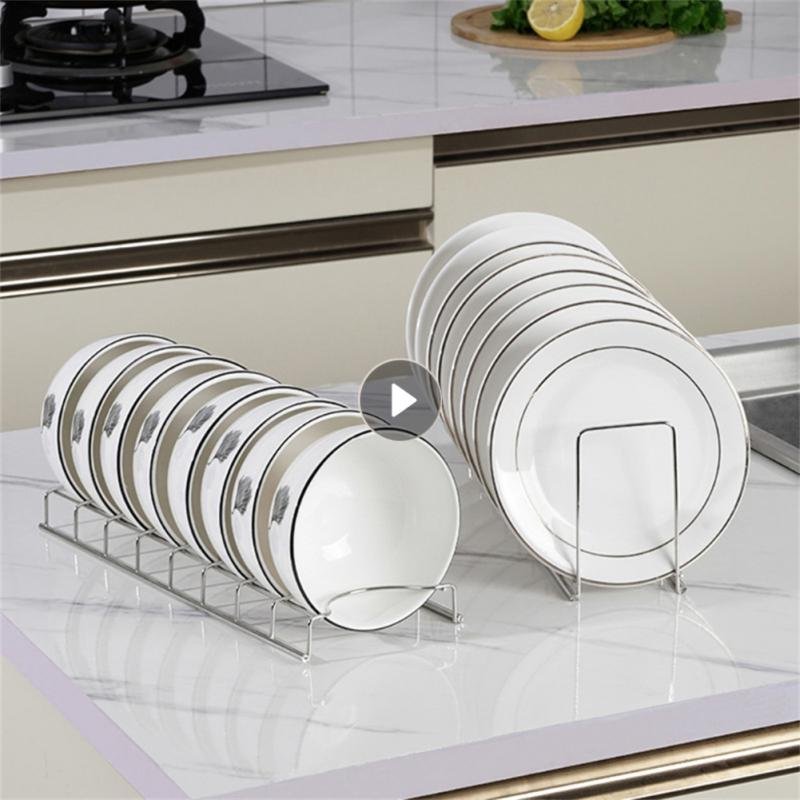 2pc-Kitchen-Organizer-Stainless-Steel-Dish-Bowl-Rack-Drying-Shelf-Utensil-Cutlery-Drainer-8-Slots-Storage