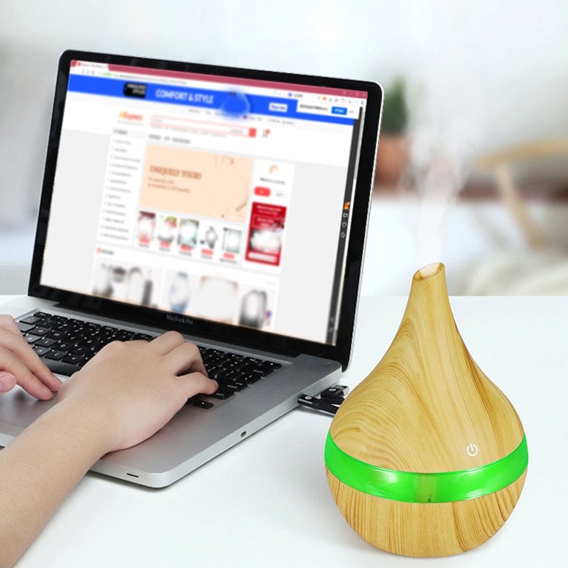 300ML-Air-Humidifier-Electric-Aromatherapy-Diffuser-Mist-Maker-Wood-Grain-Difusor-Humidificador-With-LED-Light-For-4
