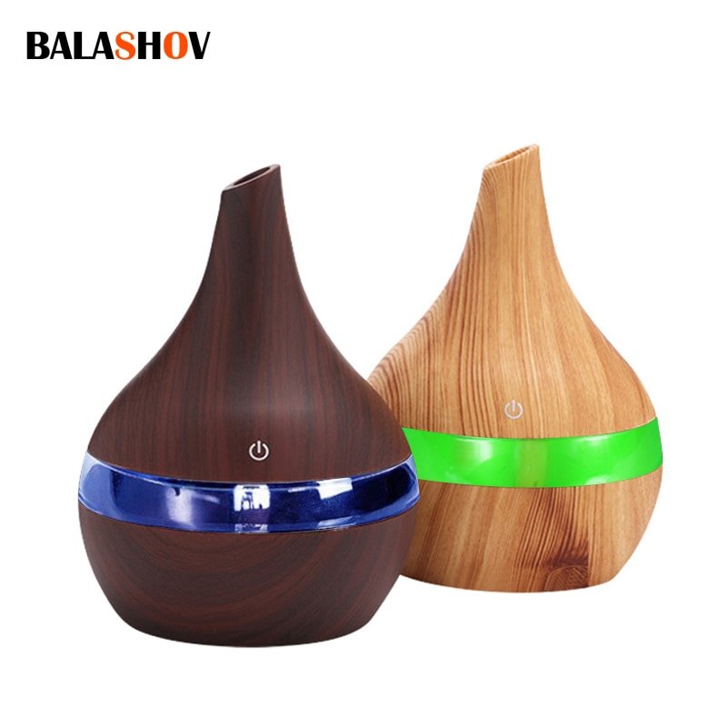 300ML-Air-Humidifier-Electric-Aromatherapy-Diffuser-Mist-Maker-Wood-Grain-Difusor-Humidificador-With-LED-Light-For