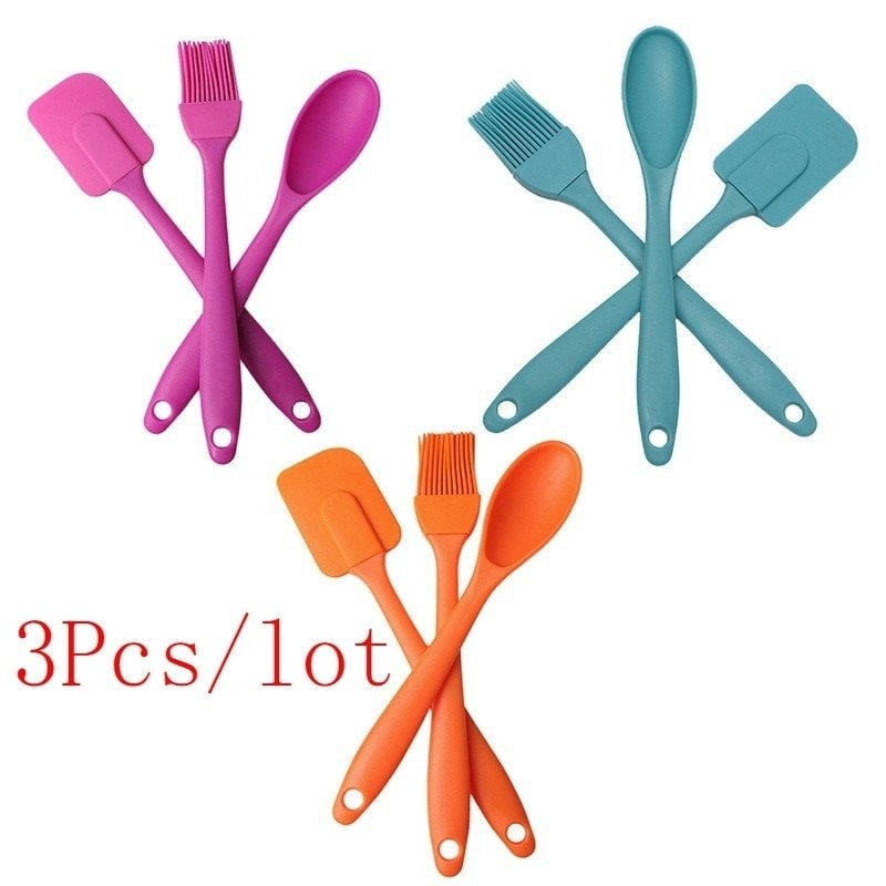 3Pcs-Creativity-Silicone-Spatula-Scraper-Brush-Spoon-Kitchen-Baking-Tools-Set-Gadget-Accessories