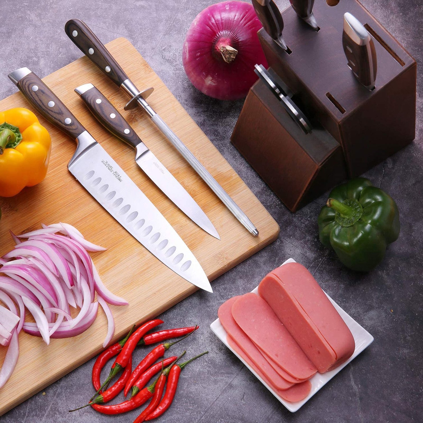 8pcs-Set-Wood-Handle-Kitchen-Knives-Kitchen-Cutting-Tool-Block-Set-With-Sharpener-1-4116-Stainless-3