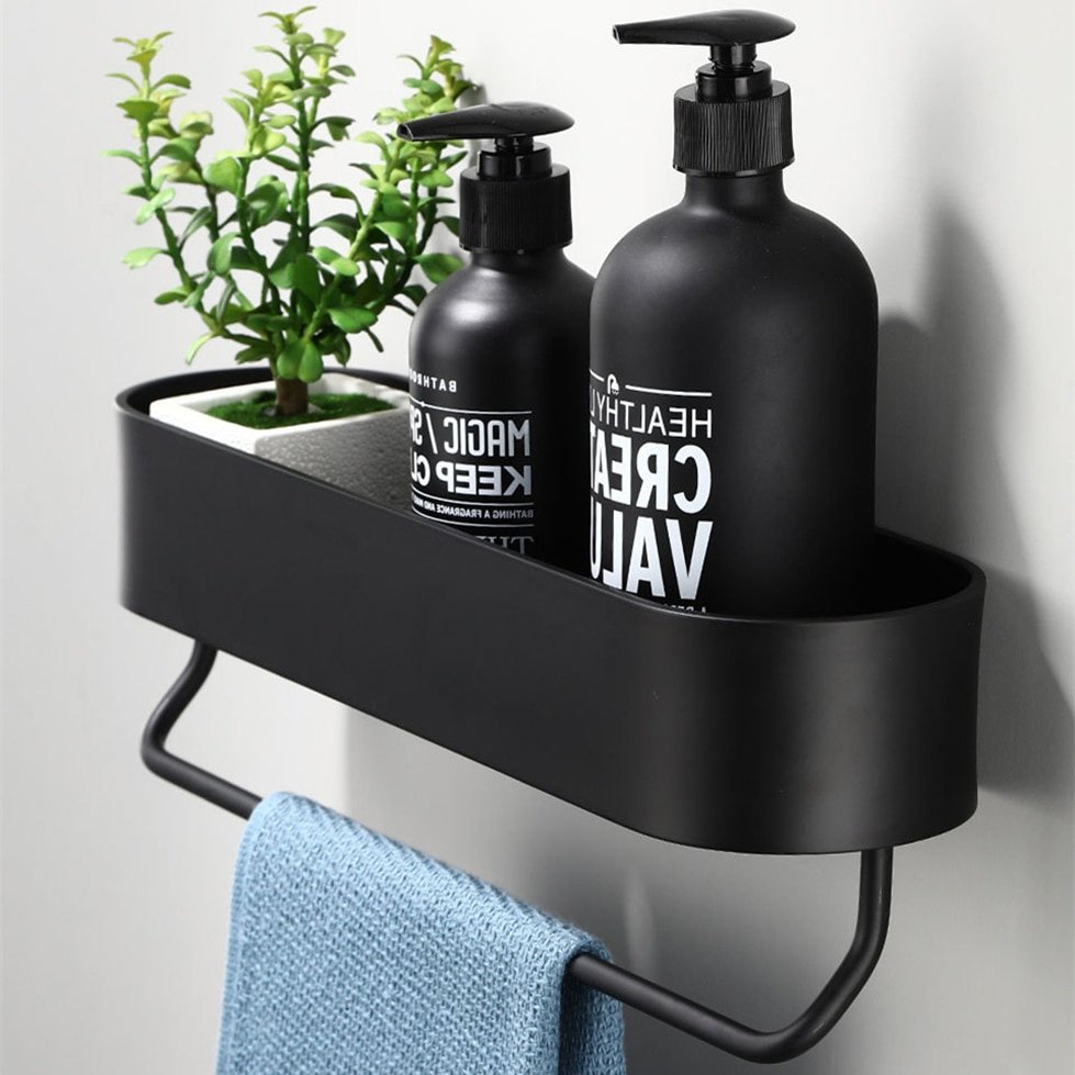 Bathroom-Shelf-Rack-Kitchen-Wall-Shelves-Bath-Towel-Holder-Black-Shower-Storage-Basket-Kitchen-Organizer-Bathroom