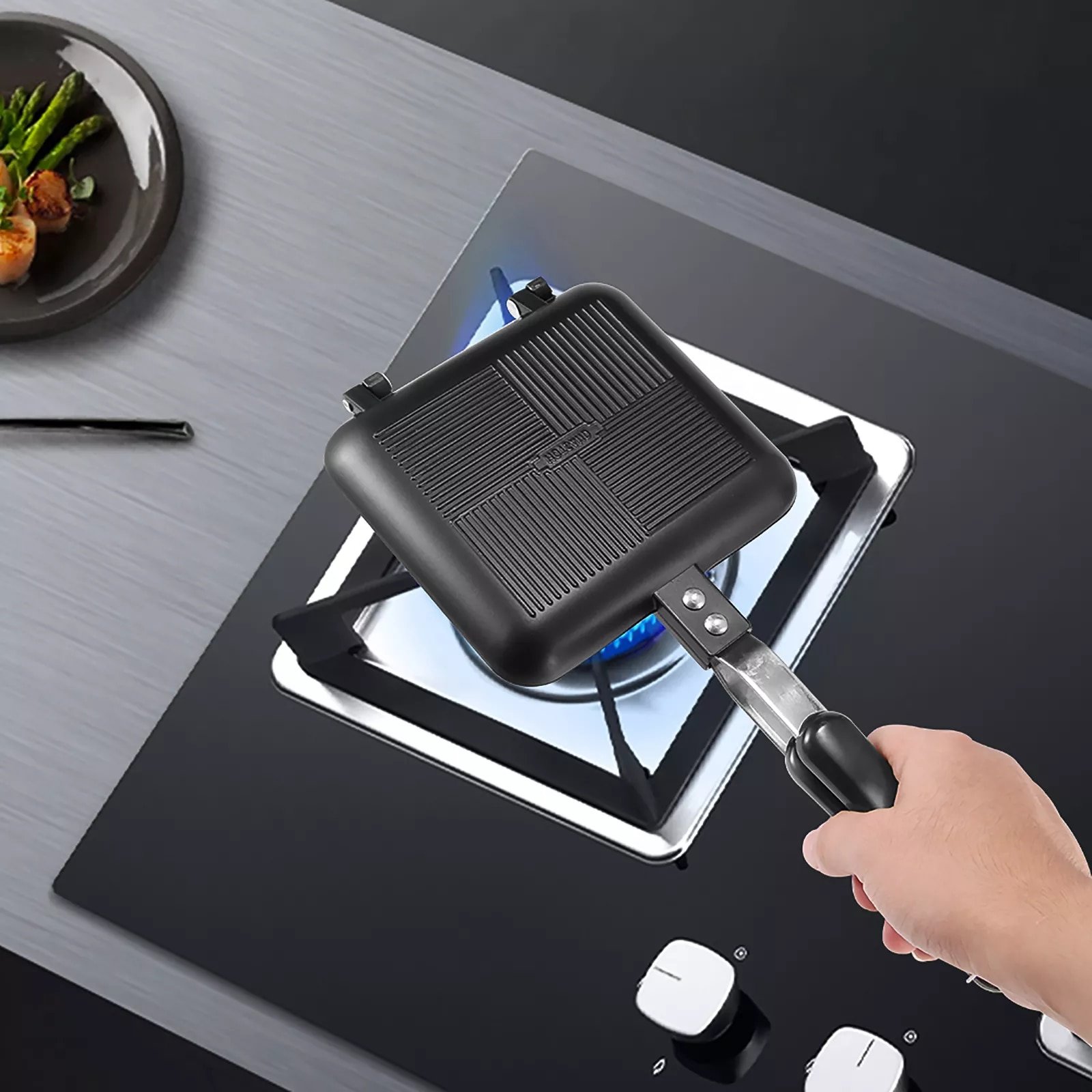 Gas-Frying-Pan-Non-Stick-Sandwich-Maker-Iron-Bread-Toast-Breakfast-Machine-Waffle-Pancake-Baking-Mold-3