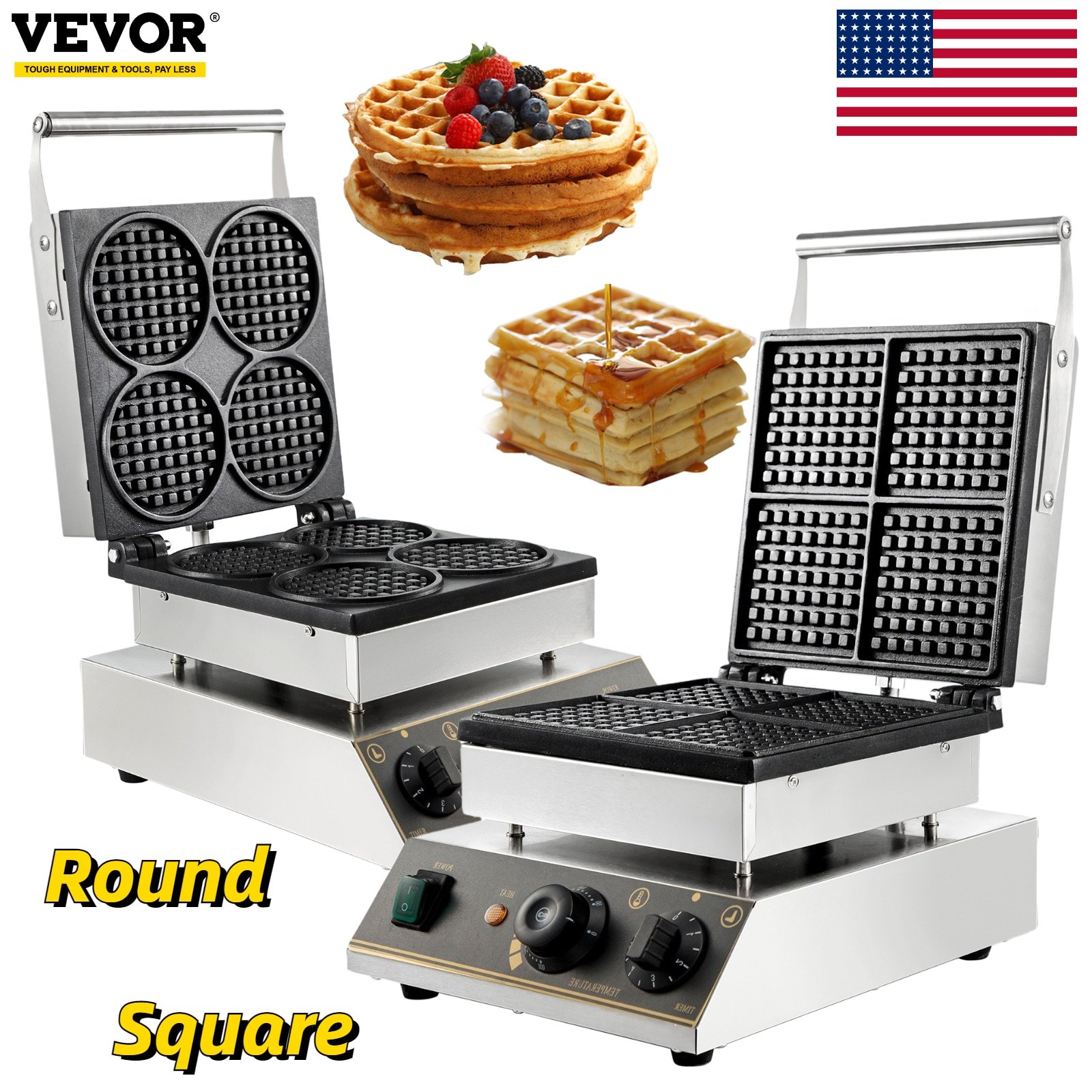 VEVOR-Commercial-Electric-Waffle-Maker-Kitchen-Appliance-Home-Round-Square-Shape-Baking-Pan-Toaster-Cake-Baker