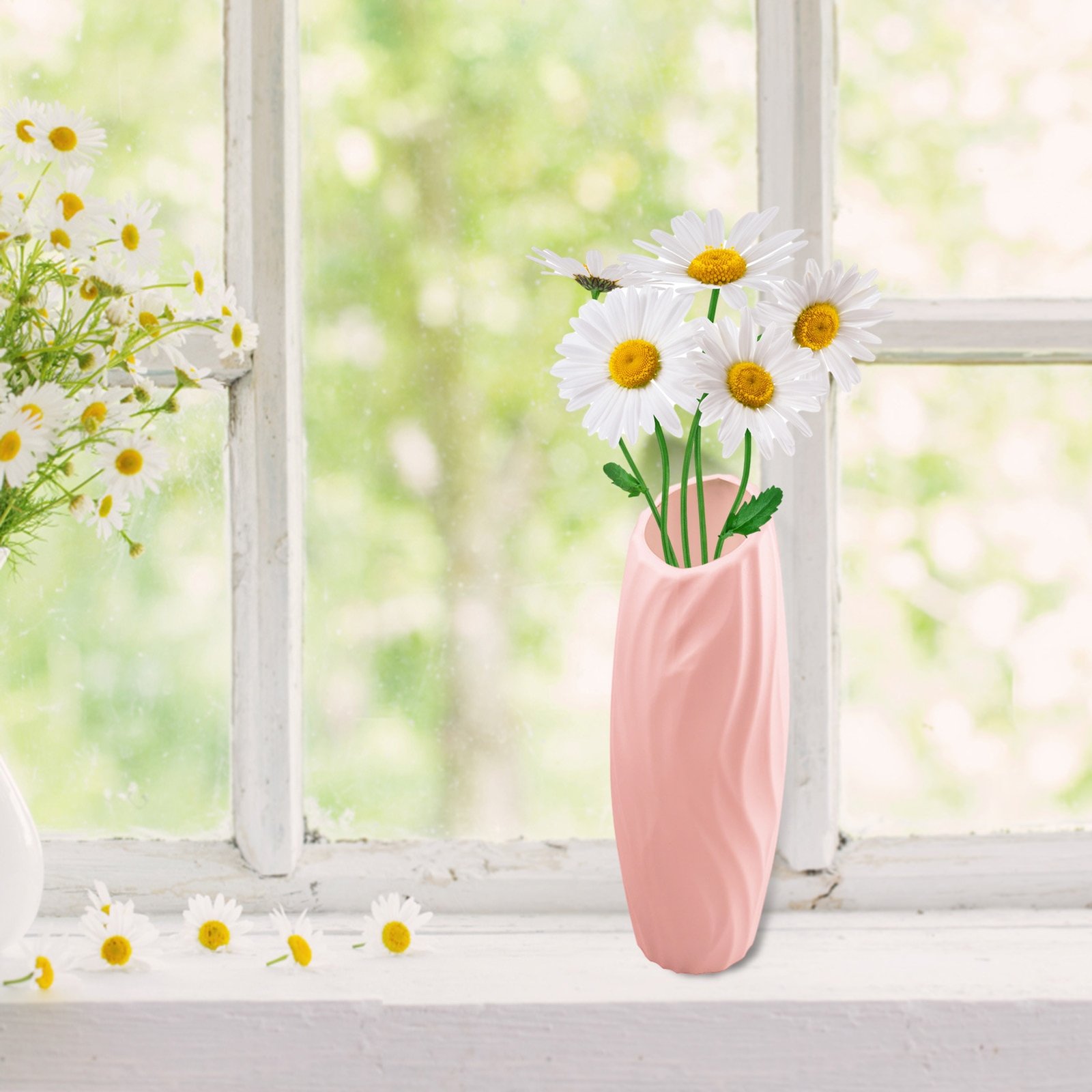 White-Plastics-Vase-For-Flowers-Unbreakable-Ceramic-Look-Plastics-Vase-Geometric-Style-Accent-Vases-For-Home-2