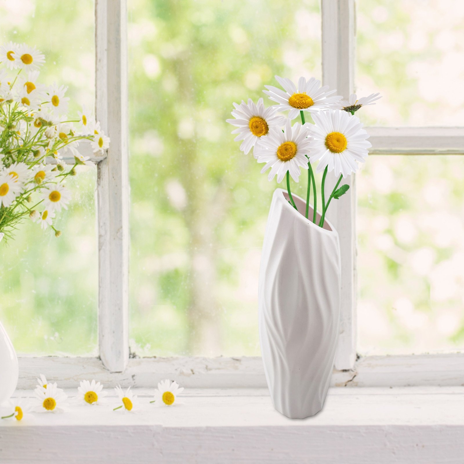 White-Plastics-Vase-For-Flowers-Unbreakable-Ceramic-Look-Plastics-Vase-Geometric-Style-Accent-Vases-For-Home-4