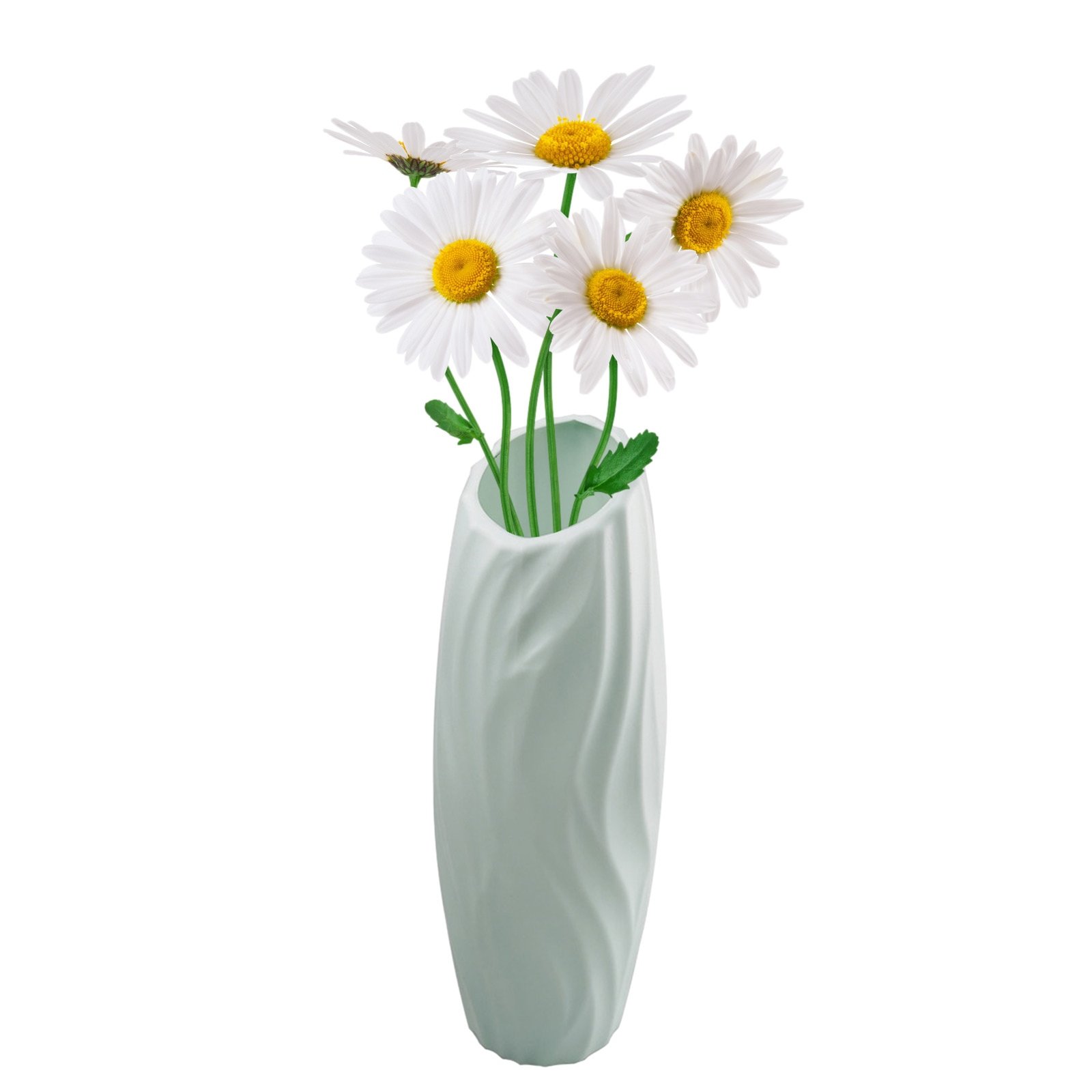 White-Plastics-Vase-For-Flowers-Unbreakable-Ceramic-Look-Plastics-Vase-Geometric-Style-Accent-Vases-For-Home